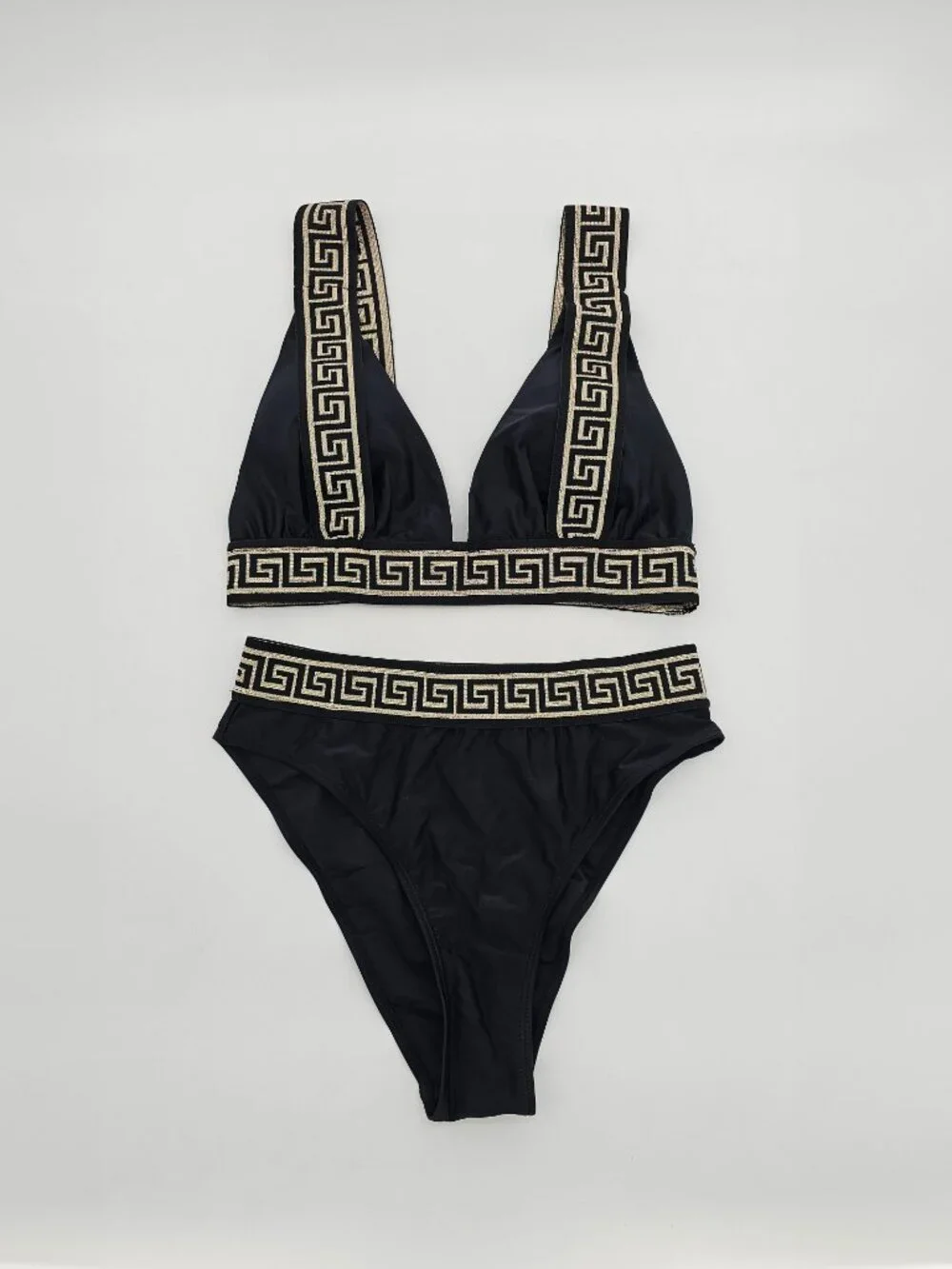 Black & Gold Two-Piece Bikini Set (Swimsuit)